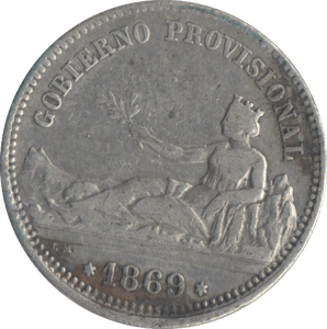 1869 SILVER PESTA SPAIN - WORLD COINS - Cambridgeshire Coins