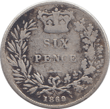 1869 SIXPENCE F83 ( FAIR ) - SIXPENCE - Cambridgeshire Coins