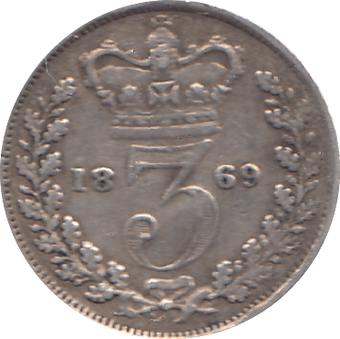 1869 THREEPENCE ( FINE ) - THREEPENCE - Cambridgeshire Coins