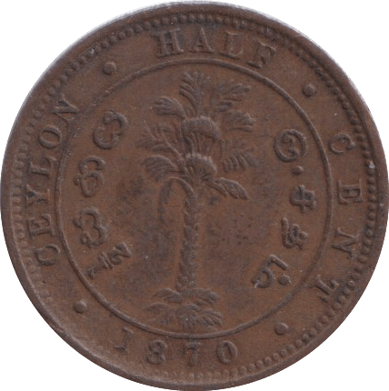 1870 1/2 CENT CEYLON - WORLD COINS - Cambridgeshire Coins
