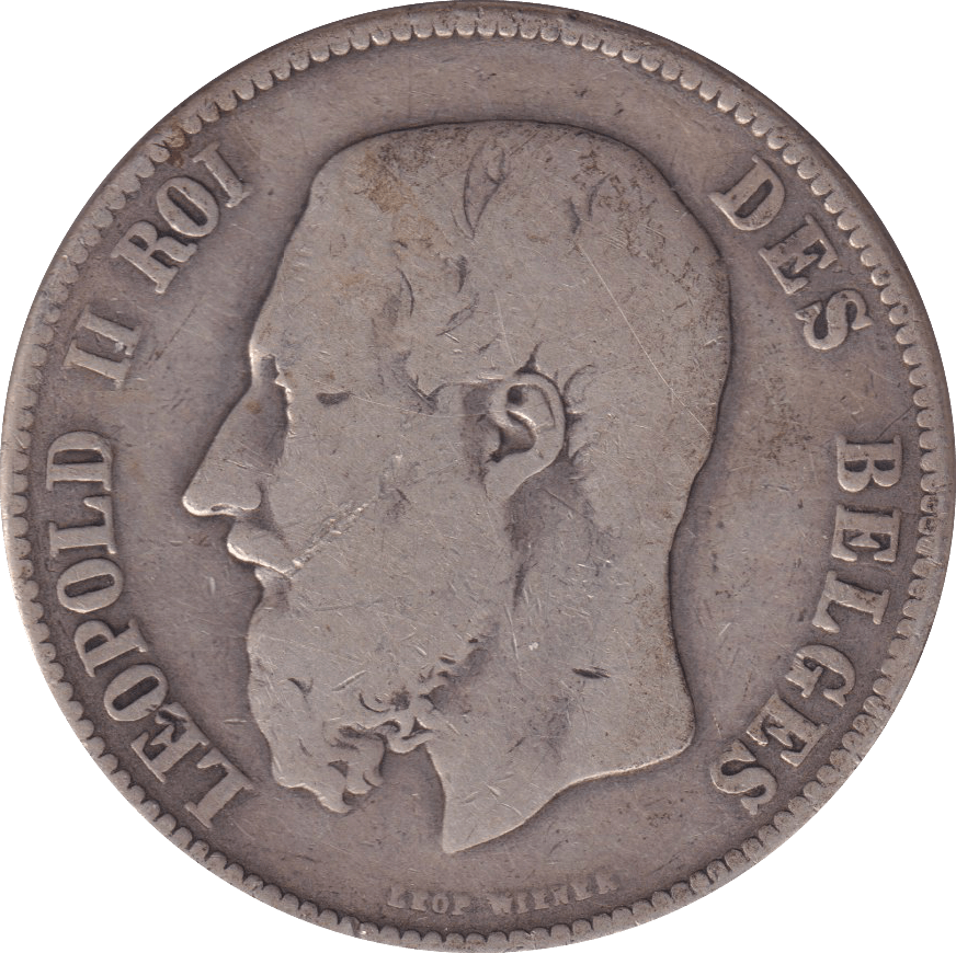 1870 BELGIUM 5 FRANC - WORLD COINS - Cambridgeshire Coins