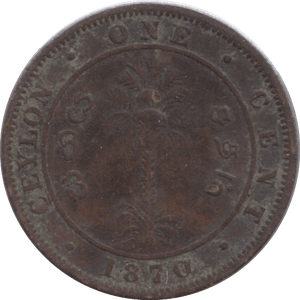 1870 CEYLON ONE CENT - WORLD COINS - Cambridgeshire Coins