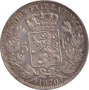 1870 FIVE FRANCS FRANCE - SILVER WORLD COINS - Cambridgeshire Coins