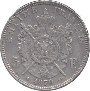 1870 FRANCE 5 FRANCS - WORLD COINS - Cambridgeshire Coins