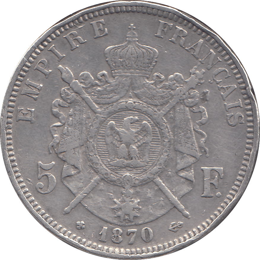 1870 FRANCE 5 FRANCS - WORLD COINS - Cambridgeshire Coins