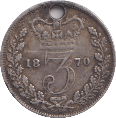 1870 HOLED MAUNDY THREEPENCE ( GF ) - MAUNDY THREEPENCE - Cambridgeshire Coins