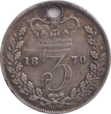 1870 HOLED MAUNDY THREEPENCE ( GF ) - MAUNDY THREEPENCE - Cambridgeshire Coins