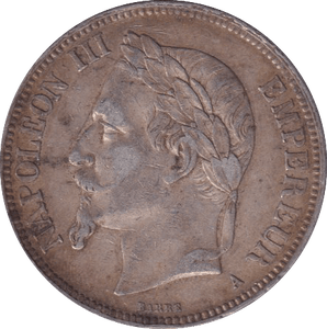 1870 SILVER 5 FRANC FRANCE - SILVER WORLD COINS - Cambridgeshire Coins