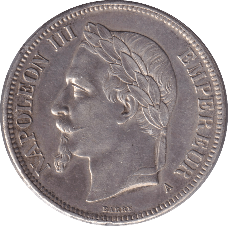 1870 SILVER FIVE FRANCS FRANCE - SILVER WORLD COINS - Cambridgeshire Coins
