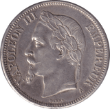 1870 SILVER FIVE FRANCS FRANCE - SILVER WORLD COINS - Cambridgeshire Coins