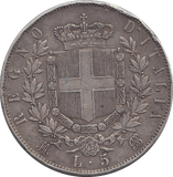 1870 SILVER FIVE LIRA ITALY - SILVER WORLD COINS - Cambridgeshire Coins