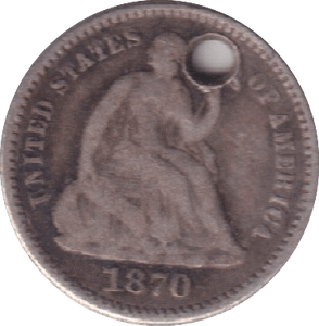 1870 SILVER HOLED HALF DIME USA - SILVER WORLD COINS - Cambridgeshire Coins
