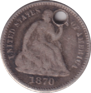 1870 SILVER HOLED HALF DIME USA - SILVER WORLD COINS - Cambridgeshire Coins