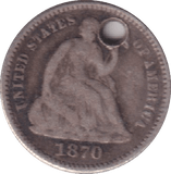1870 SILVER HOLED HALF DIME USA - SILVER WORLD COINS - Cambridgeshire Coins