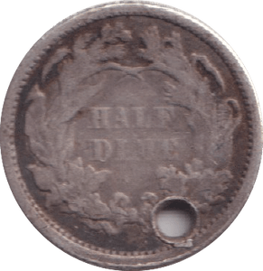 1870 SILVER HOLED HALF DIME USA - SILVER WORLD COINS - Cambridgeshire Coins