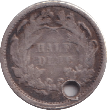 1870 SILVER HOLED HALF DIME USA - SILVER WORLD COINS - Cambridgeshire Coins
