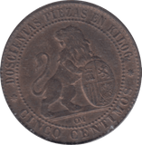 1870 SPAIN 5 CENTIMOS - WORLD COINS - Cambridgeshire Coins