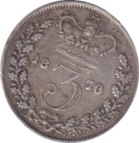 1870 THREEPENCE ( GVF ) - THREEPENCE - Cambridgeshire Coins