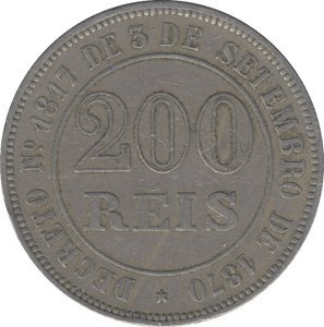 1871 200 REIS BRAZIL - WORLD COINS - Cambridgeshire Coins