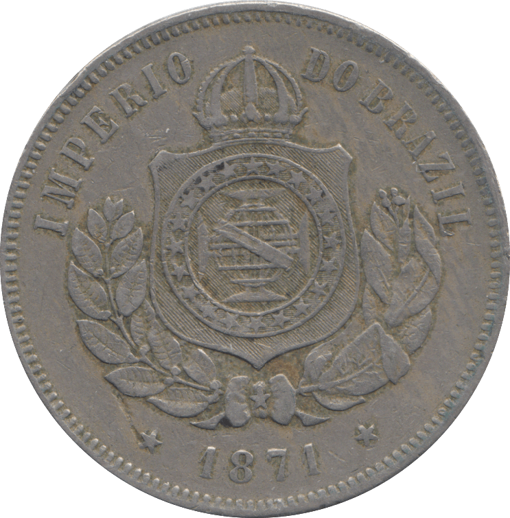 1871 200 REIS BRAZIL - WORLD COINS - Cambridgeshire Coins