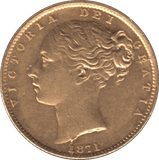 1871 GOLD SOVEREIGN ( EF ) DIE 47 - SOVEREIGN - Cambridgeshire Coins