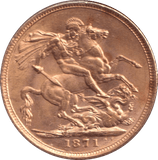 1871 GOLD SOVEREIGN ( UNC ) - SOVEREIGN - Cambridgeshire Coins