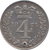 1871 MAUNDY FOURPENCE ( EF ) HOLED - MAUNDY FOURPENCE - Cambridgeshire Coins