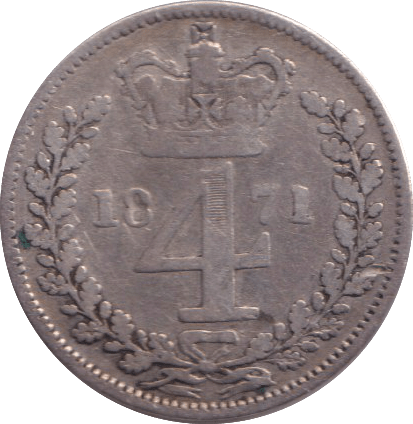 1871 MAUNDY FOURPENCE ( FINE ) - FOURPENCE - Cambridgeshire Coins