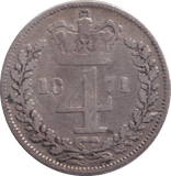 1871 MAUNDY FOURPENCE ( FINE ) - FOURPENCE - Cambridgeshire Coins