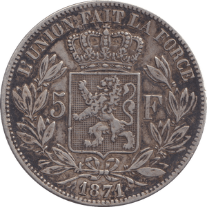 1871 SILVER FIVE FRANCS FRANCE - SILVER WORLD COINS - Cambridgeshire Coins