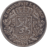1871 SILVER FIVE FRANCS FRANCE - SILVER WORLD COINS - Cambridgeshire Coins