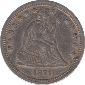1871 SILVER QUARTER DOLLAR USA - SILVER WORLD COINS - Cambridgeshire Coins