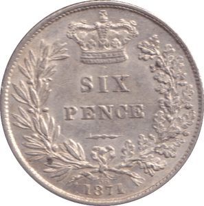 1871 SIXPENCE ( EF ) - SIXPENCE - Cambridgeshire Coins
