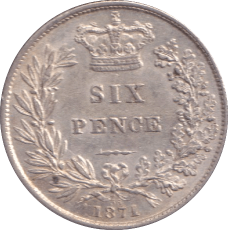 1871 SIXPENCE ( EF ) - SIXPENCE - Cambridgeshire Coins