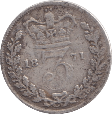 1871 THREEPENCE ( FINE ) - THREEPENCE - Cambridgeshire Coins