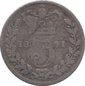 1871 THREEPENCE ( NF ) - THREEPENCE - Cambridgeshire Coins