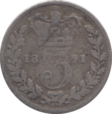 1871 THREEPENCE ( NF ) - THREEPENCE - Cambridgeshire Coins
