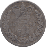 1871 THREEPENCE ( NF ) - THREEPENCE - Cambridgeshire Coins