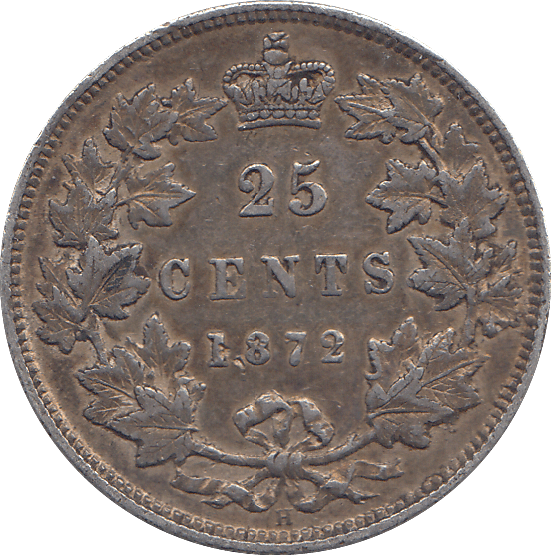 1872 CANADA SILVER 25 CENTS - SILVER WORLD COINS - Cambridgeshire Coins