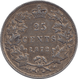 1872 CANADA SILVER 25 CENTS - SILVER WORLD COINS - Cambridgeshire Coins