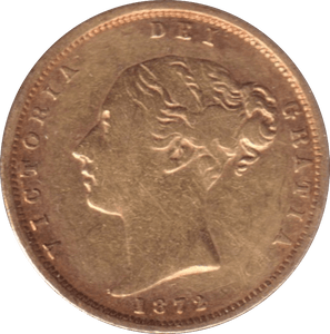 1872 GOLD HALF SOVEREIGN DIE 125 ( VF ) - HALF SOVEREIGN - Cambridgeshire Coins