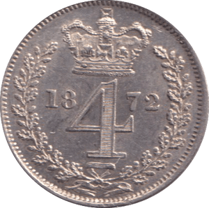 1872 MAUNDY FOURPENCE ( UNC ) - MAUNDY FOURPENCE - Cambridgeshire Coins