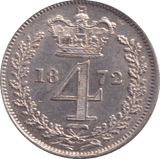 1872 MAUNDY FOURPENCE ( UNC ) - MAUNDY FOURPENCE - Cambridgeshire Coins