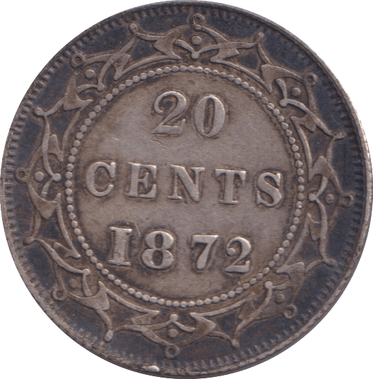 1872 NEWFOUNDLAND 20 CENTS - WORLD COINS - Cambridgeshire Coins