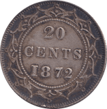 1872 NEWFOUNDLAND 20 CENTS - WORLD COINS - Cambridgeshire Coins