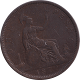 1872 PENNY ( VF ) - PENNY - Cambridgeshire Coins