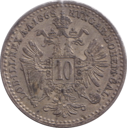 1872 SILVER 10 KREUZER AUSTRIA - SILVER WORLD COINS - Cambridgeshire Coins