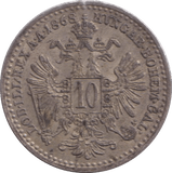 1872 SILVER 10 KREUZER AUSTRIA - SILVER WORLD COINS - Cambridgeshire Coins