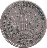 1872 SILVER 10 KREUZER AUSTRIA - SILVER WORLD COINS - Cambridgeshire Coins