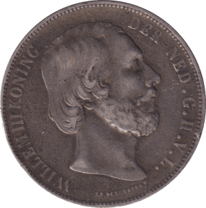 1872 SILVER 2 1/2 GULDEN NETHERLANDS - SILVER WORLD COINS - Cambridgeshire Coins